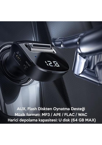 Bluetooth Araç Fm Transmitter Aux  Wireless Mp3 Fm Transmitter Araç Şarj Başlık Müzik Kiti