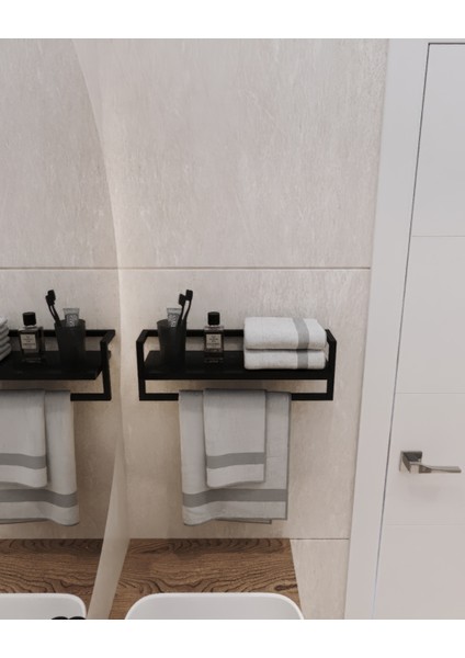 Havluluk - Duvara Monte Raf Aksesuarlık - Şal Askılığı - Banyo ve Mutfak Düzenleyici Çok Amaçlı Raf fiyatları