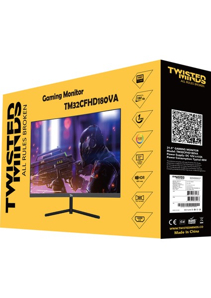 Twısted Mınds 32" TM32CFHD180VA Fhd 180HZ 1ms HDMI Dp HDR10 R1500 Kavisli Rgb Gamıng Monitör