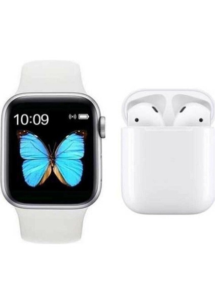 Iphone 13 Uyumlu Kolay Kurulumlu Yeni Nesil Watch 6 Series Akıllı Saat + I12 Bluetooth Kulaklık