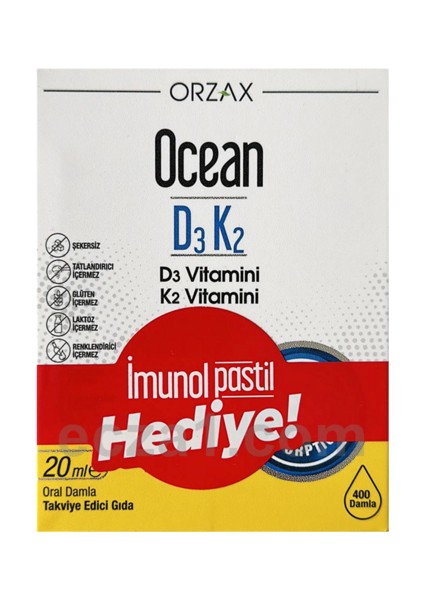 Ocean D3+K2 Damla 20 ml + Orzax Imunol Pastil 12