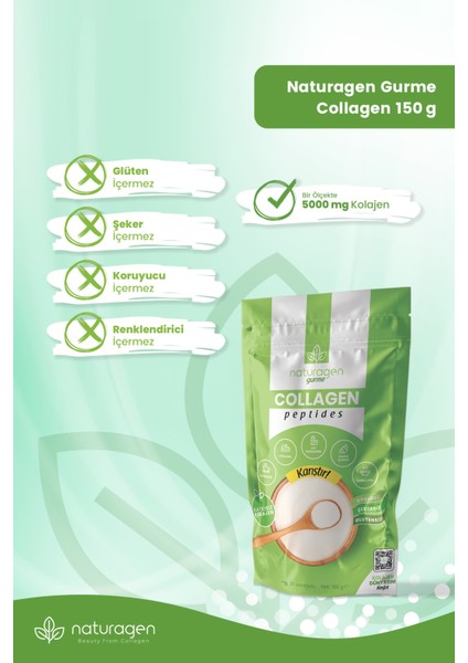 Gurme %100 Saf Collagen Peptit 150 gram(Tip1&Tip3 Sığır Toz  Peptit)Helal Sertifikalı