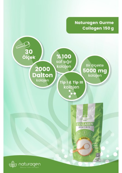 Gurme %100 Saf Collagen Peptit 150 gram(Tip1&Tip3 Sığır Toz  Peptit)Helal Sertifikalı