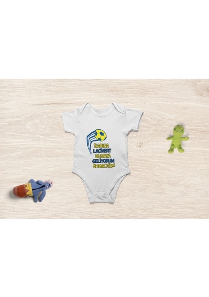 Organik Pamuk Fenerbahçe Baskılı Yazılı Bebek Body Bebek Badi Çıtçıtlı Zıbın