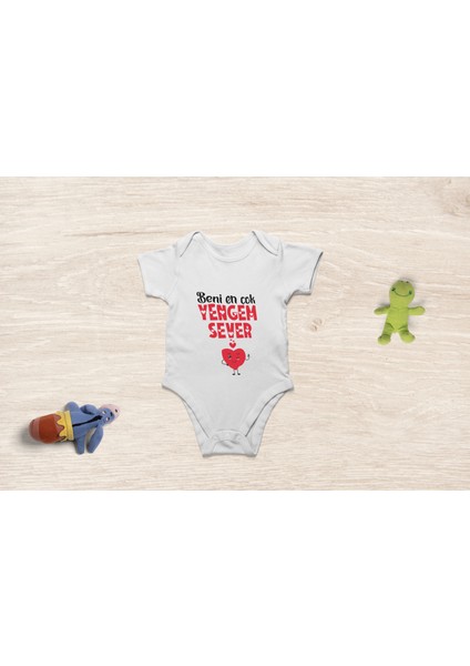 Organik Pamuk Beni En Çok Yengem Sever Yazılı Bebek Body Bebek Badi Çıtçıtlı Zıbın