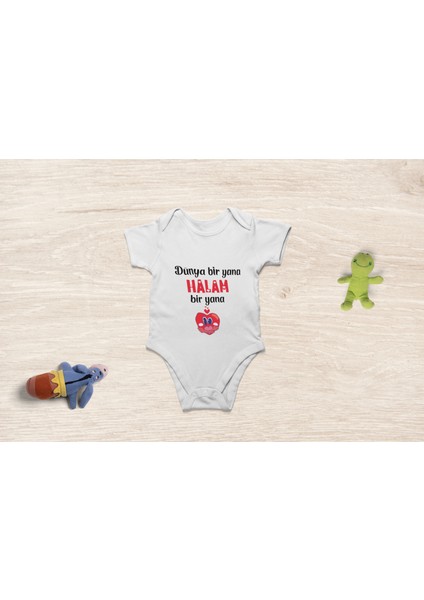 Organik Pamuk Dünya Bir Yana Halam Biryana Yazılı Bebek Body Bebek Badi Çıtçıtlı Zıbın
