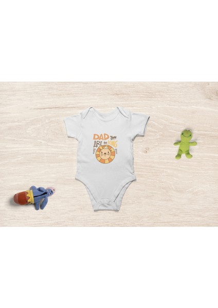 Kısa Kollu Dad You Are The King Pamuklu Bebek Body Bebek Zıbın Badi