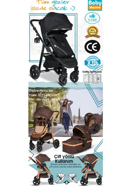 Dört Dörtlük Takım 8 In 1 Baby Home 940 Travel Sistem Bebek Arabası 370 Sallanır Ana Kucağı
