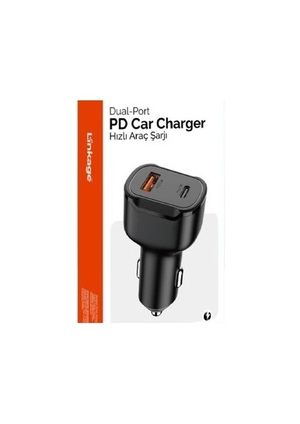 Lkc-41 Çift Çıkışlı 25W Type-C , 18W USB Süper Hızlı Araç Şarj Cihazı