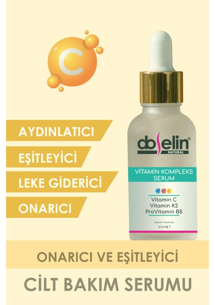 Aydınlatıcı, Eşitleyici Vitamin Kompleks Cilt Bakım Serumu C,k2,provitamin B5 30ML fiyatları