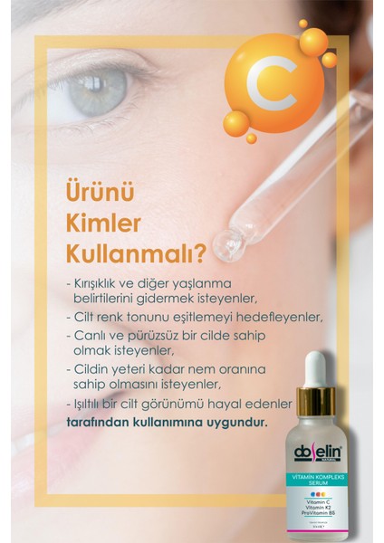 Aydınlatıcı, Eşitleyici Vitamin Kompleks Cilt Bakım Serumu C,k2,provitamin B5 30ML fırsatları