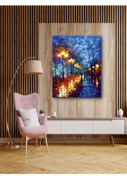 Yağmurlu Bir Gece Yağlı Boya Kanvas Tablo Minimalist, Dekoratif, Soyut, Modern fiyatları
