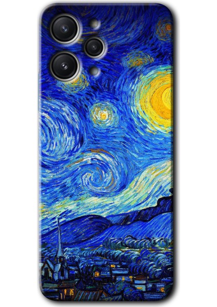 Redmi 12 Kılıf Hd Desen Baskılı Arka Kapak + Kırılmaz Cam - Starry Night