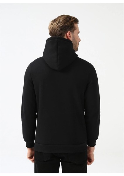 Kapüşonlu Yaka Regular Kalıp Düz Siyah Sweatshirt fırsatları