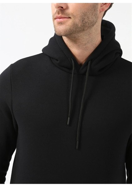 Kapüşonlu Yaka Regular Kalıp Düz Siyah Sweatshirt indirimleri