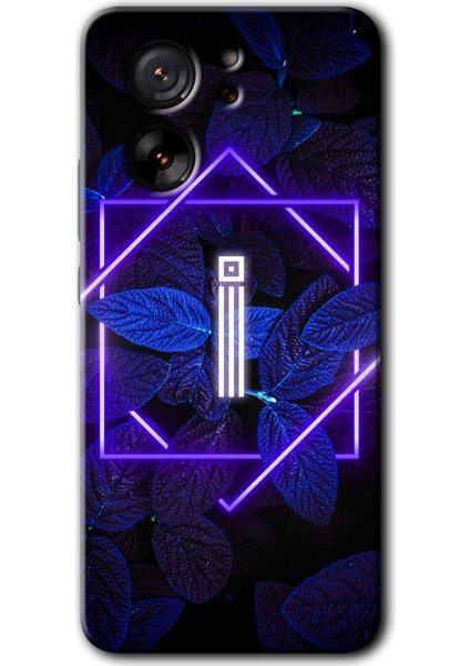 Xiaomi Mi 13T Kılıf Hd Desen Baskılı Arka Kapak + Kırılmaz Cam - Dark Neon Yaprak I Harfi