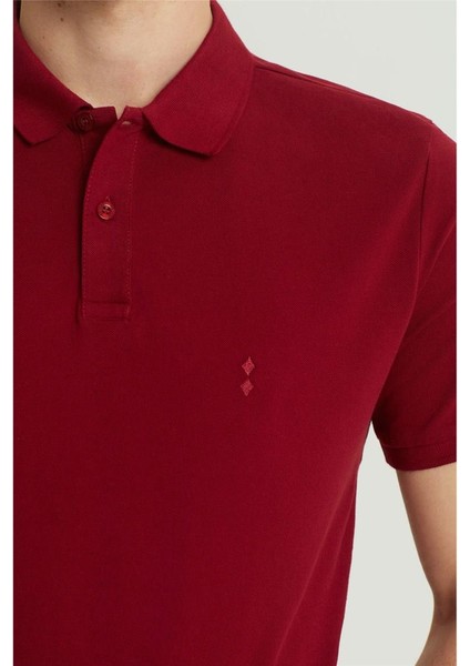 Pamuk Dar Kesim Polo Yaka Bordo Erkek Tişört modelleri