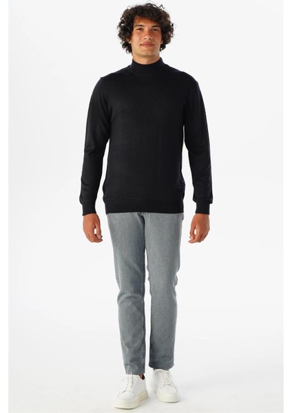 Rahat Kalıp Yarım Balıkçı Yünlü Lacivert Triko indirimleri