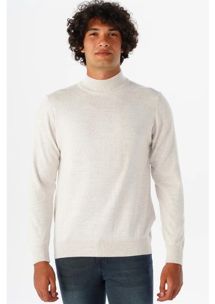 Rahat Kalıp Yarım Balıkçı Yünlü Ekru Triko fiyatları