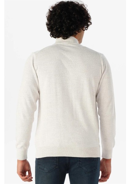 Rahat Kalıp Yarım Balıkçı Yünlü Ekru Triko modelleri