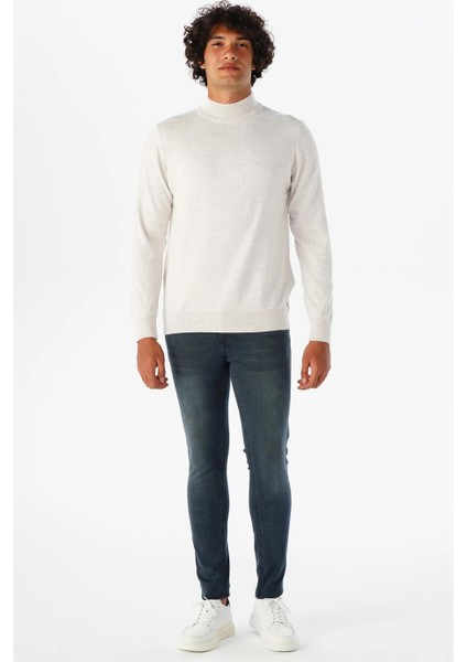 Rahat Kalıp Yarım Balıkçı Yünlü Ekru Triko indirimleri