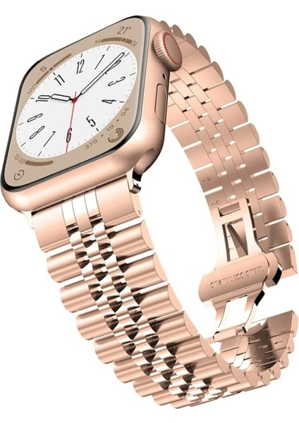 Apple Watch 38/40/41 mm Seri 10/42 mm iwatch 9 8 7 Se 6 5 4 3 2 Paslanmaz Çelik Ayarlanabilir Rolex Metal Kordon