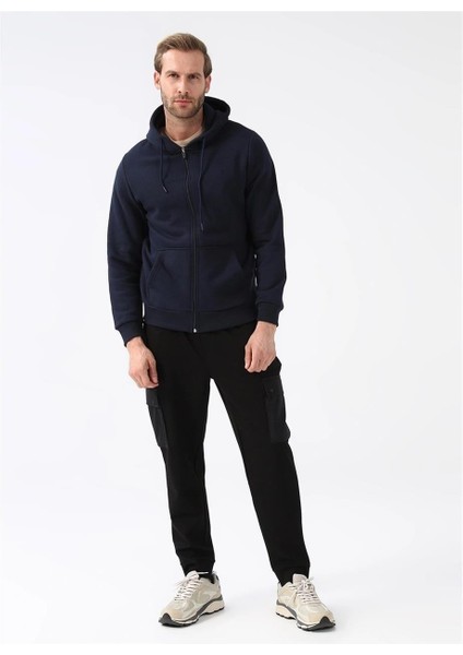 Kapüşonlu Fermuarlı Yaka Regular Kalıp Düz Lacivert Sweatshirt fiyatları