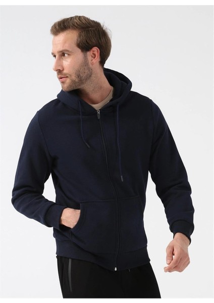 Kapüşonlu Fermuarlı Yaka Regular Kalıp Düz Lacivert Sweatshirt fırsatları