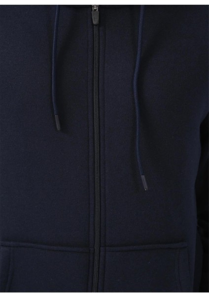 Kapüşonlu Fermuarlı Yaka Regular Kalıp Düz Lacivert Sweatshirt indirimleri