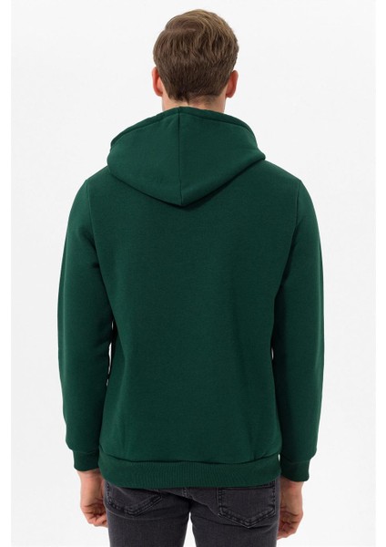Kapüşonlu Yaka Regular Kalıp Düz Yeşil Sweatshirt modelleri