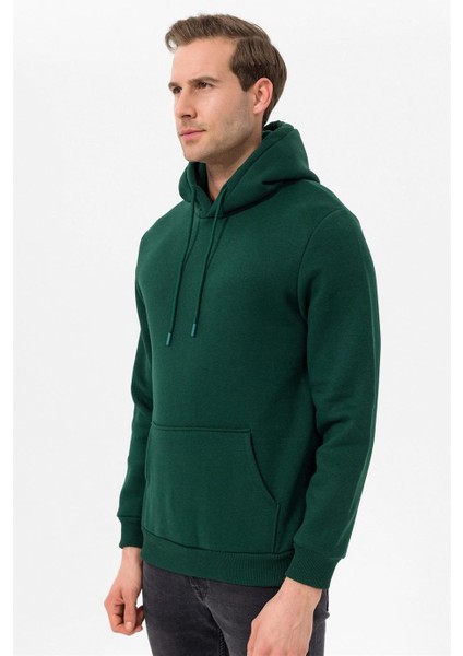 Kapüşonlu Yaka Regular Kalıp Düz Yeşil Sweatshirt fırsatları