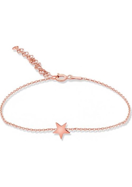 925 Ayar Rose Kaplamalı Yıldız Gümüş Bileklik