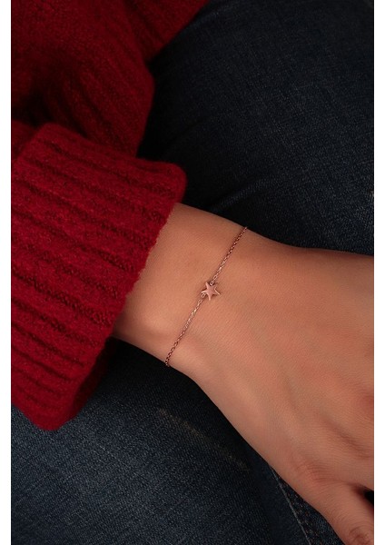 925 Ayar Rose Kaplamalı Yıldız Gümüş Bileklik fiyatları