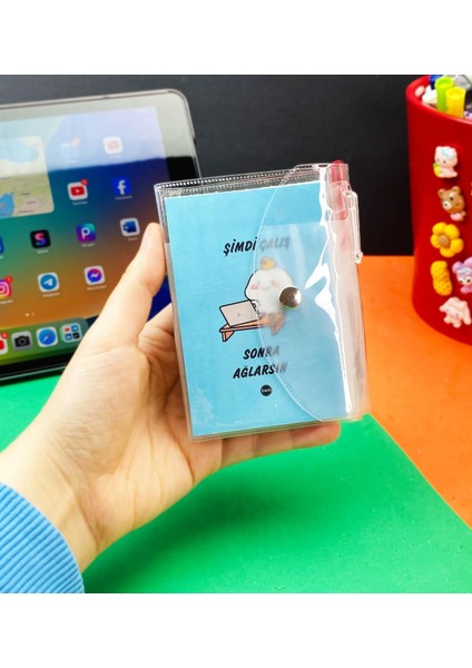 Şimdi Çalış Tasarımlı Pp Mini Çanta Defter ve Kalem Set