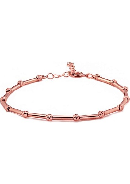 925 Ayar Rose Kaplama Dorika Taşlı Tasarım Gümüş Bileklik fiyatları