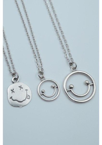 3'lü Gülen Surat Smile Nirvana Kolye Seti