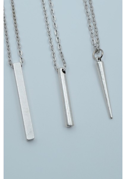 3'lü Çubuk Prizma Silindir Çubuk Kolye Seti