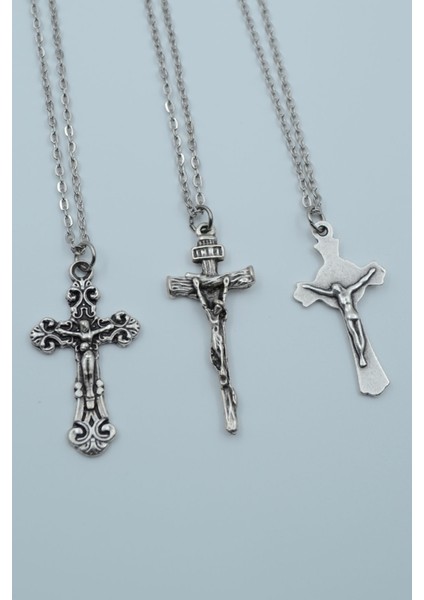 3'lü Hz Isa Haç Çarmıh Kolye Seti