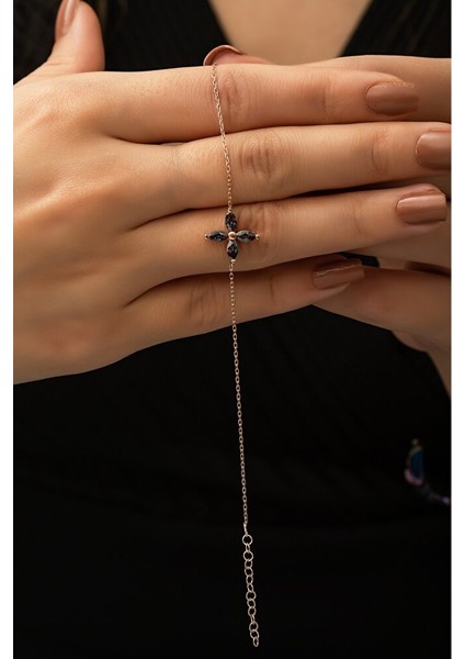 925 Ayar Rose Kaplamalı Mistik Topaz Taşlı Çiçek Gümüş Bileklik fiyatları