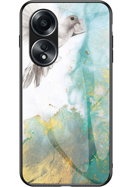 Oppo A58 4g Temperli Cam+Pc+Tpu Mermer Desen Telefon Koruyucu Kapak (Yurt Dışından)