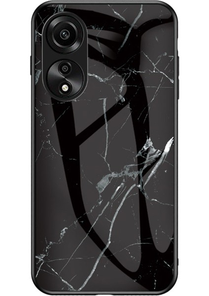 Oppo A78 4g Kapak Mermer Tasarımı Temperli Cam+Pc+Tpu Çizgiye Karşı Telefon Kılıfı (Yurt Dışından)