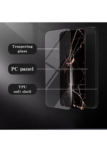 Oppo A78 4g Kapak Mermer Tasarımı Temperli Cam+Pc+Tpu Çizgiye Karşı Telefon Kılıfı (Yurt Dışından) fiyatları