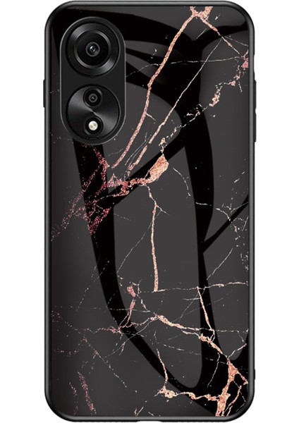 Oppo A78 4g Kapak Mermer Tasarımı Temperli Cam+Pc+Tpu Çizgiye Karşı Telefon Kılıfı (Yurt Dışından)