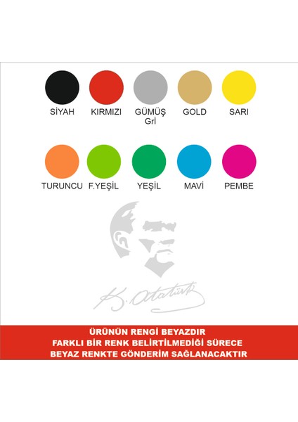 2MAKSTİCKER Imzalı Atatürk Silüeti Sticker