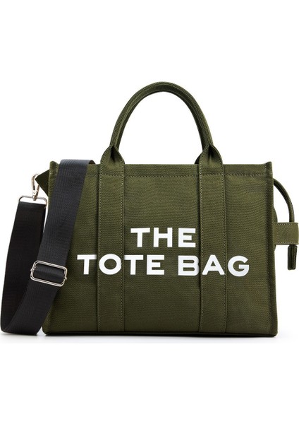 Kadın Tuval Düz Renk Mektup Bez Basit Rahat Büyük Kapasiteli Omuz Kadınlar Çanta (Yurt Dışından)