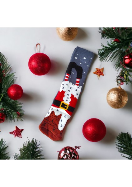 Yılbaşı Temalı Uzun Havlu Çorap Christmas Yeni Yıl