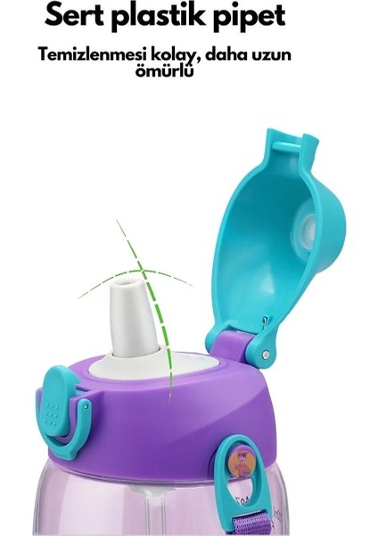 Büyük Boy 700ML Kılıflı Askılı Pipetli/pipetsiz Iki Ayrı Kapaklı Tritan Çocuk Matarası fiyatları