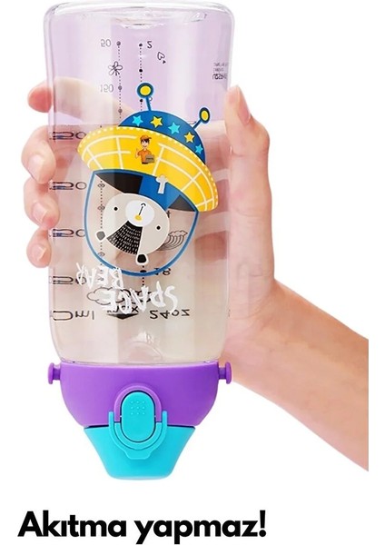 Büyük Boy 700ML Kılıflı Askılı Pipetli/pipetsiz Iki Ayrı Kapaklı Tritan Çocuk Matarası modelleri