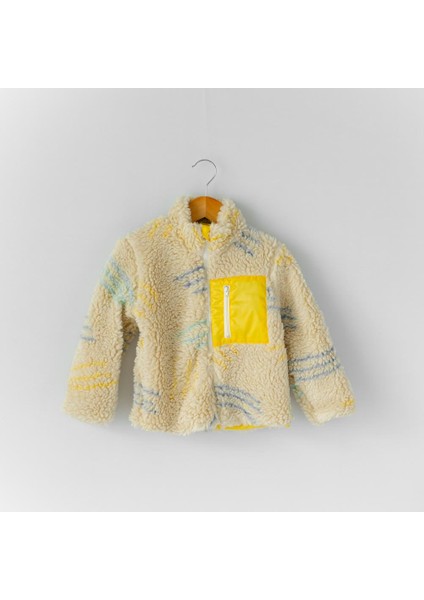 Suni Kürklü Çocuk Montu Çizgili Desen