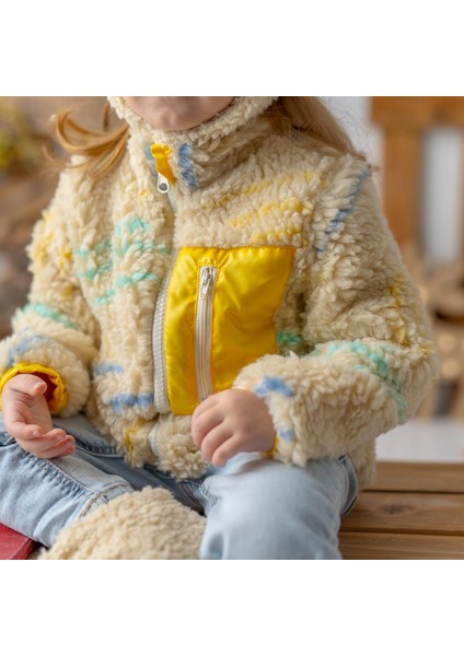 Suni Kürklü Çocuk Montu Çizgili Desen fiyatları